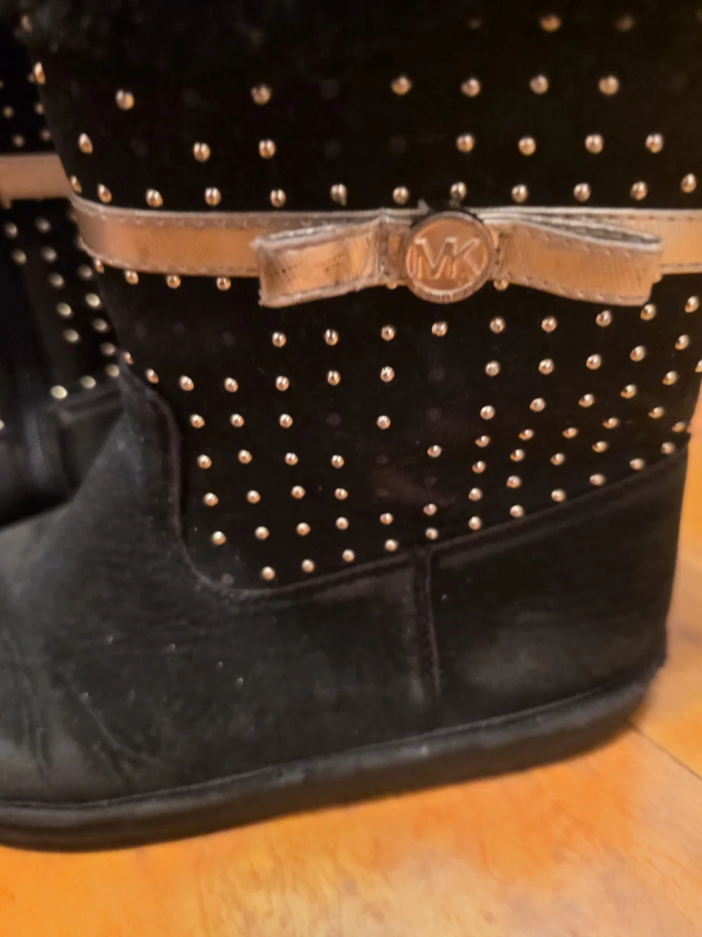 Michael Kors Black Kids Fur-Trim Studded Boots